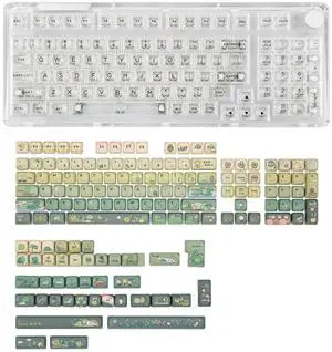 Phantom 98 Hot Swappable Crystal Mechanical Keyboard with Rainy Froggy Day Keycap Set Phantom 98 Hot Swappable Crystal Mechanical Keyboard with Rainy Froggy Day Keycap Set