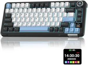 A75 PRO Black Gaming Keyboard 75% Wireless Mechanical with Screen and Knob, RGB Backlit Hot Swappabl A75 PRO Black Gaming Keyboard 75% Wireless Mechanical with Screen and Knob, RGB Backlit Hot Swappabl
