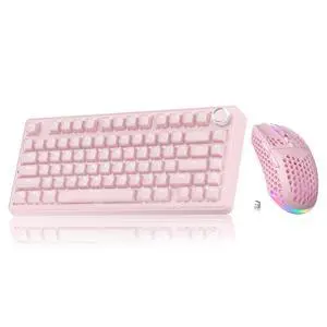 A75 and SM600, Wireless Keyboard and Mouse Combo for PC (A75 Crystal-Pink & SM600 Pink) A75 and SM600, Wireless Keyboard and Mouse Combo for PC (A75 Crystal-Pink & SM600 Pink)