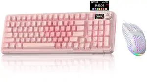 A99 Pro and SM900, Wireless Keyboard and Mouse Combo for Gaming (A99 Pro Pink & SM900 White) A99 Pro and SM900, Wireless Keyboard and Mouse Combo for Gaming (A99 Pro Pink & SM900 White)