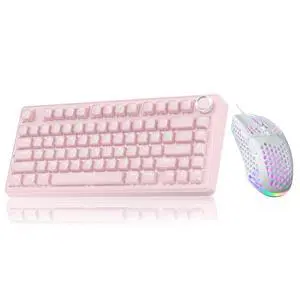 A75 and SM900, Wireless Keyboard and Mouse Combo for PC (A75 Crystal-Pink & SM900 White) A75 and SM900, Wireless Keyboard and Mouse Combo for PC (A75 Crystal-Pink & SM900 White)