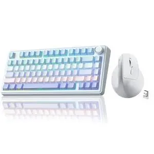 A75 and SM520,Wireless Keyboard and Mouse Combo for Gaming (A75 Gradient-BluePurple & SM520 White) A75 and SM520,Wireless Keyboard and Mouse Combo for Gaming (A75 Gradient-BluePurple & SM520 White)