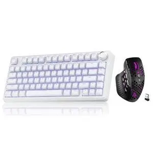A75 and SM809, Wireless Keyboard and Mouse Combo for PC (A75 Crystal-White & SM809 Black) A75 and SM809, Wireless Keyboard and Mouse Combo for PC (A75 Crystal-White & SM809 Black)
