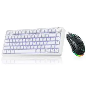 A75 and SM900, Wireless Keyboard and Mouse Combo for PC (A75 Crystal-White & SM900 Black) A75 and SM900, Wireless Keyboard and Mouse Combo for PC (A75 Crystal-White & SM900 Black)