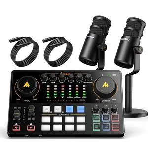 Podcast Equipment Bundle for 2: Audio Interface Mixer with 2 XLR Dynamic Mic Noise Reduction Podcast Podcast Equipment Bundle for 2: Audio Interface Mixer with 2 XLR Dynamic Mic Noise Reduction Podcast