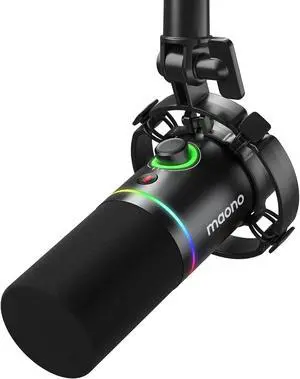 XLR/USB Dynamic Microphone, RGB Gaming Mic with Software, Mute, Gain Knob, Volume Control and Headph XLR/USB Dynamic Microphone, RGB Gaming Mic with Software, Mute, Gain Knob, Volume Control and Headph