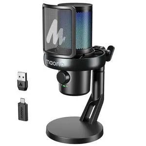 Wireless/USB Microphone for PC, Condenser Gaming Mic with Software AI Voice Change,3-Level Noise Can Wireless/USB Microphone for PC, Condenser Gaming Mic with Software AI Voice Change,3-Level Noise Can
