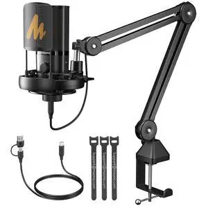 USB Condenser Microphone-Studio Mic with Shock Mount, Boom Arm, Software, Mute, Gain Knob, Volume Co USB Condenser Microphone-Studio Mic with Shock Mount, Boom Arm, Software, Mute, Gain Knob, Volume Co