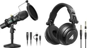 HD300T USB/XLR Podcast Microphone + MH601 Pro Studio Monitor Headphones HD300T USB/XLR Podcast Microphone + MH601 Pro Studio Monitor Headphones