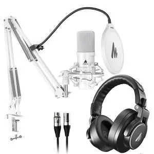 USB XLR Condenser Microphone with Headphones: PC Computer Podcast Cardioid Metal Mic Kit for Recordi USB XLR Condenser Microphone with Headphones: PC Computer Podcast Cardioid Metal Mic Kit for Recordi