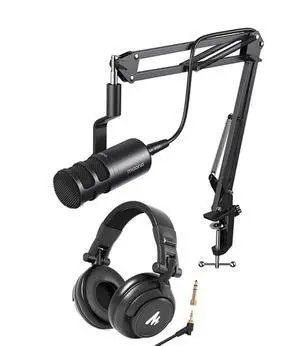 PD100S XLR Podcast Dynamic Microphone with AU-MH601 Studio Headphones for Vocal Recording PD100S XLR Podcast Dynamic Microphone with AU-MH601 Studio Headphones for Vocal Recording