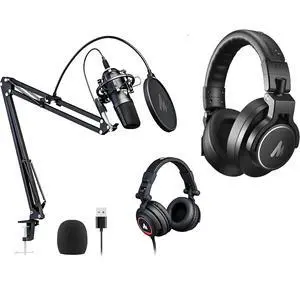 Microphone with Studio Headphone Set 192kHz/24bit Vocal Condenser Cardioid Podcast Mic Compatible wi Microphone with Studio Headphone Set 192kHz/24bit Vocal Condenser Cardioid Podcast Mic Compatible wi