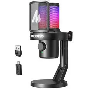 Wireless Microphone for PC,Gaming Streaming Condenser Mic with Software AI Voice Change,3-Level Nois Wireless Microphone for PC,Gaming Streaming Condenser Mic with Software AI Voice Change,3-Level Nois