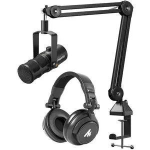 Dynamic Microphone with Headphones, USB/XLR Podcast PC Mic for Broadcast, Recording, Streaming, Gami Dynamic Microphone with Headphones, USB/XLR Podcast PC Mic for Broadcast, Recording, Streaming, Gami