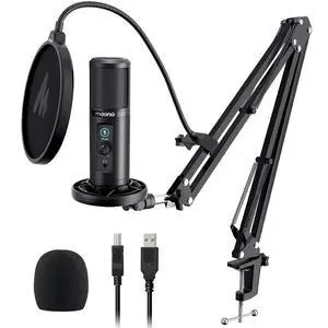 USB Microphone for PC, Professional Computer Condenser Mic with Mute, Mic Gain, Zero Latency Monitor USB Microphone for PC, Professional Computer Condenser Mic with Mute, Mic Gain, Zero Latency Monitor