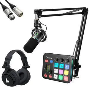 XLR/USB Dynamic Microphone and Gaming Mixer& Studio Headphone Kit, for Live Streaming, Podcasting, C XLR/USB Dynamic Microphone and Gaming Mixer& Studio Headphone Kit, for Live Streaming, Podcasting, C