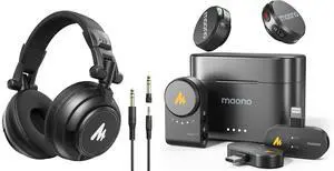 Wireless Lavalier Microphone Wave T5 + MH601 Professional Studio Monitor Headphones Wireless Lavalier Microphone Wave T5 + MH601 Professional Studio Monitor Headphones