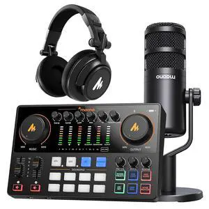 Podcast Equipment Bundle: Audio Interface, XLR Dynamic Mic and Headphones with Dual XLR Input, Quick Podcast Equipment Bundle: Audio Interface, XLR Dynamic Mic and Headphones with Dual XLR Input, Quick