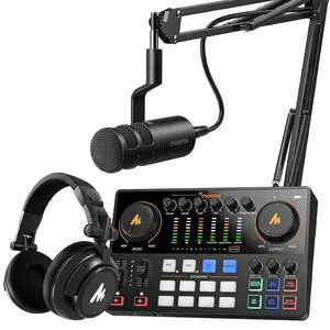 Podcast Equipment Bundle: Audio Interface, XLR Dynamic Mic and Headphones with Dual XLR Input, Quick Podcast Equipment Bundle: Audio Interface, XLR Dynamic Mic and Headphones with Dual XLR Input, Quick