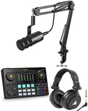 PD100S XLR Dynamic Microphone with AME2 Audio Interface and AU-MH601 Studio Headphones for Podcast,C PD100S XLR Dynamic Microphone with AME2 Audio Interface and AU-MH601 Studio Headphones for Podcast,C