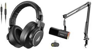 Wireless Gaming Microphone PD100WS + MH700 Professional Studio Monitor Headphones Wireless Gaming Microphone PD100WS + MH700 Professional Studio Monitor Headphones