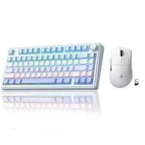A75 and SM805,Wireless Keyboard and Mouse Combo for Gaming (A75 Gradient-BluePurple & SM805 White) A75 and SM805,Wireless Keyboard and Mouse Combo for Gaming (A75 Gradient-BluePurple & SM805 White)