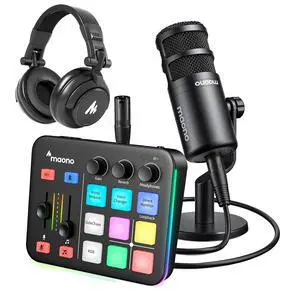Gaming Audio Mixer & XLR Dynamic Microphone& Hadphone, Audio Interface with Pro-preamp, RGB, Bluetoo Gaming Audio Mixer & XLR Dynamic Microphone& Hadphone, Audio Interface with Pro-preamp, RGB, Bluetoo