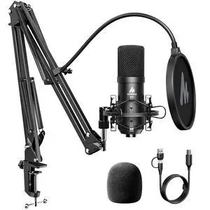 USB Microphone, A04 Condenser Mic for PC Computer Podcast & Gaming | Plug & Play Cardioid Metal Kit USB Microphone, A04 Condenser Mic for PC Computer Podcast & Gaming | Plug & Play Cardioid Metal Kit