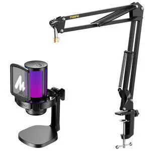 USB Gaming Microphone with Boom Arm Microphone Stand: Noise Cancellation Condenser Mic Kit with RGB USB Gaming Microphone with Boom Arm Microphone Stand: Noise Cancellation Condenser Mic Kit with RGB