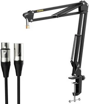 Boom Arm Microphone Stand with XLR Cable: Adjustable Metal Suspension Mic Boom Arm Kit for Podcast G Boom Arm Microphone Stand with XLR Cable: Adjustable Metal Suspension Mic Boom Arm Kit for Podcast G