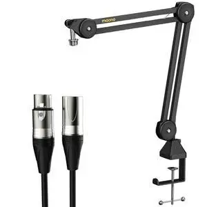 Boom Arm Microphone Stand with XLR Cable: Adjustable Metal Suspension Mic Boom Arm Kit for Podcast G Boom Arm Microphone Stand with XLR Cable: Adjustable Metal Suspension Mic Boom Arm Kit for Podcast G