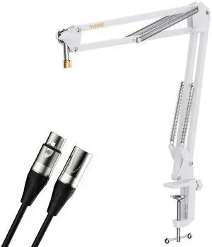Boom Arm Microphone Stand with XLR Cable: Adjustable Metal Suspension Mic Boom Arm Kit for Podcast G Boom Arm Microphone Stand with XLR Cable: Adjustable Metal Suspension Mic Boom Arm Kit for Podcast G