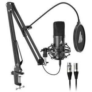 USB XLR Condenser Microphone: PC Computer Podcast Cardioid Metal Mic Kit with Software for Recording USB XLR Condenser Microphone: PC Computer Podcast Cardioid Metal Mic Kit with Software for Recording