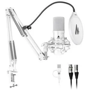 USB XLR Condenser Microphone: PC Computer Podcast Cardioid Metal Mic Kit with Software for Recording USB XLR Condenser Microphone: PC Computer Podcast Cardioid Metal Mic Kit with Software for Recording