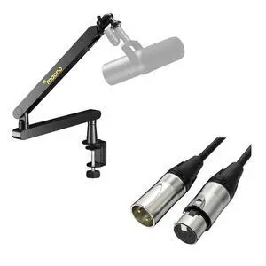 Microphone Arm Stand and 6FT XLR Cable Set,Metal Heavy Duty Mic Stand with Desk Clamp,XLR Interface Microphone Arm Stand and 6FT XLR Cable Set,Metal Heavy Duty Mic Stand with Desk Clamp,XLR Interface