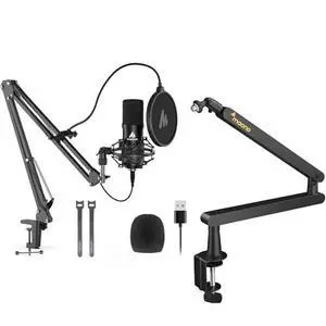 USB Microphone, 192KHZ/24Bit Plug & Play PC Computer Podcast Condenser Cardioid Metal Mic Kit with P USB Microphone, 192KHZ/24Bit Plug & Play PC Computer Podcast Condenser Cardioid Metal Mic Kit with P