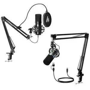 USB XLR Microphone Set: PC Computer Podcast Cardioid Metal Mic Kit with Software for Recording, Stud USB XLR Microphone Set: PC Computer Podcast Cardioid Metal Mic Kit with Software for Recording, Stud