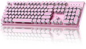QL108 Typewriter Mechanical Gaming Keyboard, Pink | Full Size, Hot Swappable, RGB Backlit, Metal Pan QL108 Typewriter Mechanical Gaming Keyboard, Pink | Full Size, Hot Swappable, RGB Backlit, Metal Pan