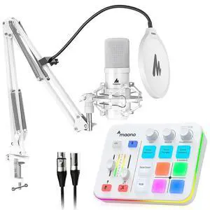 USB XLR Condenser Microphone With Audio Interface: PC Computer Podcast Cardioid Metal Mic Kit for Re USB XLR Condenser Microphone With Audio Interface: PC Computer Podcast Cardioid Metal Mic Kit for Re