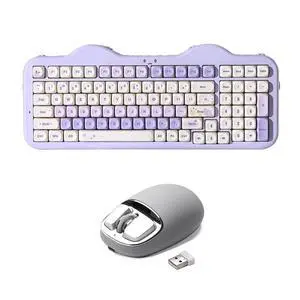 C98 Wireless Mechanical Keyboard (Purple, Milk V2 Linear Switch), YUNZll C1 Silicone Wireless Mouse C98 Wireless Mechanical Keyboard (Purple, Milk V2 Linear Switch), YUNZll C1 Silicone Wireless Mouse