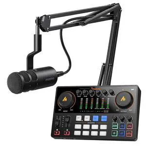 Podcast Equipment Bundle: Audio Interface, XLR Dynamic Mic with Dual XLR Input, Quick to Mute, Noise Podcast Equipment Bundle: Audio Interface, XLR Dynamic Mic with Dual XLR Input, Quick to Mute, Noise
