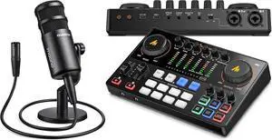 Podcast Equipment Bundle: Audio Interface, XLR Dynamic Mic with Dual XLR Input, Quick to Mute, Noise Podcast Equipment Bundle: Audio Interface, XLR Dynamic Mic with Dual XLR Input, Quick to Mute, Noise