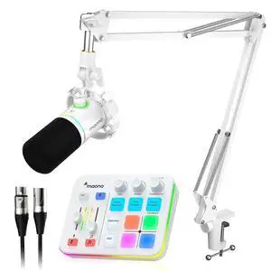 Podcast Equipment Bundle: Audio Interface and USB/XLR Dynamic Microphone-Caster G1 NEO+PD200XS White Podcast Equipment Bundle: Audio Interface and USB/XLR Dynamic Microphone-Caster G1 NEO+PD200XS White
