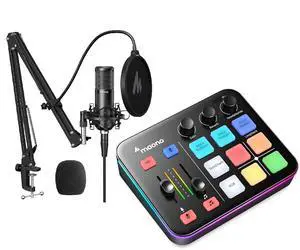 XLR Condenser Microphone and Gaming Mixer Kit, for Live Streaming, Podcasting, Content Create, Gamin XLR Condenser Microphone and Gaming Mixer Kit, for Live Streaming, Podcasting, Content Create, Gamin