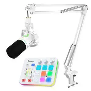 Podcast Equipment Bundle: Audio Interface and USB/XLR Dynamic Microphone-Caster G1 NEO+PD200XS White Podcast Equipment Bundle: Audio Interface and USB/XLR Dynamic Microphone-Caster G1 NEO+PD200XS White