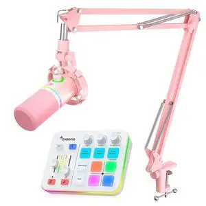 Podcast Equipment Bundle: Audio Interface and USB/XLR Dynamic Microphone-Caster G1 NEO+PD200XS Pink Podcast Equipment Bundle: Audio Interface and USB/XLR Dynamic Microphone-Caster G1 NEO+PD200XS Pink
