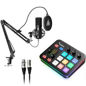 USB XLR Condenser Microphone Set: PC Computer Podcast Cardioid Metal Mic Kit with Software for Recor USB XLR Condenser Microphone Set: PC Computer Podcast Cardioid Metal Mic Kit with Software for Recor