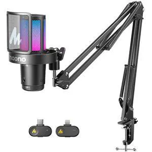 DGM20W Wireless Gaming Microphone, Touch Noise Cancellation, Quick Mute,Gain Control,RGB, Computer B DGM20W Wireless Gaming Microphone, Touch Noise Cancellation, Quick Mute,Gain Control,RGB, Computer B