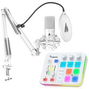USB XLR Condenser Microphone with Audio Interface: PC Computer Podcast Cardioid Metal Mic Kit for Re USB XLR Condenser Microphone with Audio Interface: PC Computer Podcast Cardioid Metal Mic Kit for Re