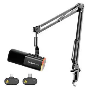 PD100WS Wireless Gaming Microphone for PC,iPhone, Android Phone,PC,Boom Mic with USB-C/Lightning Rec PD100WS Wireless Gaming Microphone for PC,iPhone, Android Phone,PC,Boom Mic with USB-C/Lightning Rec
